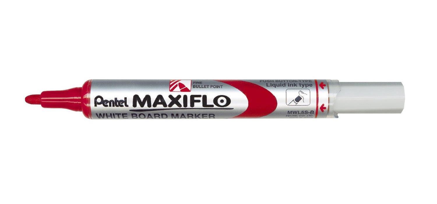 Pentel Maxiflo MWL5S Lot de 12 Marqueurs effaçables à sec pour tableaux blancs Pointe conique