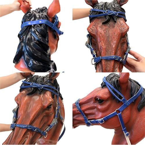 Licol pour chevaux en cuir PU réglable et harnais de tête