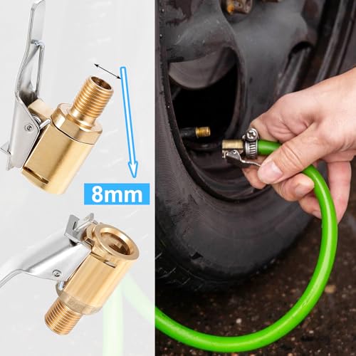 Image of Bremorou 2 Pcs Air Chuck Quick Connect Lock N Lube Air Chuck Adapter Tire with Clip Adapter Brass Locking Tire Inflator Nozzle Connect for Inflator Pressure Gauge Pump Compressor