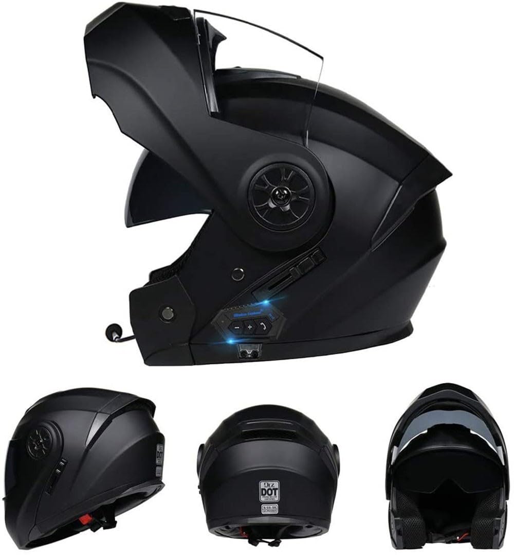 Casco Modular Motocicleta Bluetooth Cascos para Adultos Mujeres Y Hombres, Cara Completa Flip Up Moto Casco con 150m Intercom Bluetooth Auriculares, ECE Aprobado