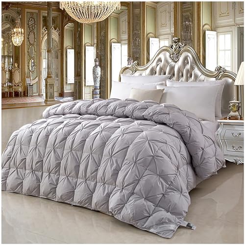 Edredón de plumas para cama de matrimonio ZTGL gris de 180x220cm y algodón 2