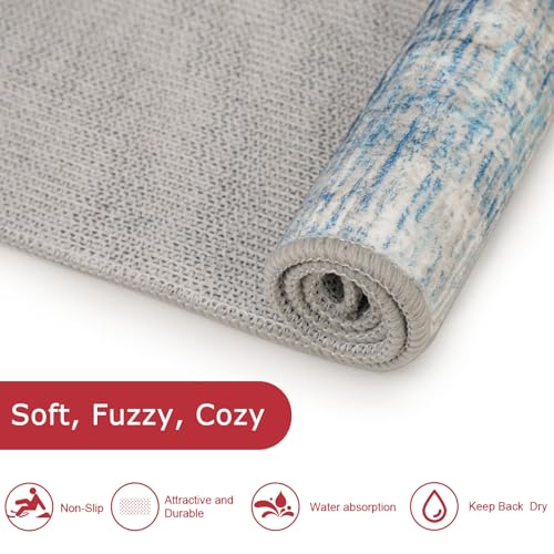 Tapete decorativo KOZYFLY 3x5 pies azul beige miniatura 5