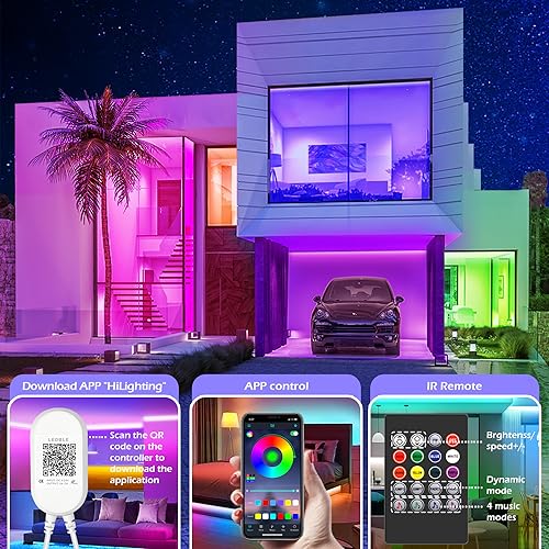 Image of LETIANPAI Led Strip Lights, 82ft /25m Long Smart Led Light Strips Music Sync 5050 RGB Color Changing Rope Lights,Bluetooth APP /IR Remote /Control Led Lights for Bedroom,Home Decoration,Party,Festival