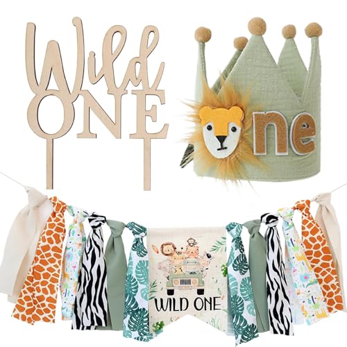 HODIHIWI Wild One Birthday High Chair Banner Party Decoration For Boys Jungle Theme Decorative For Kids Bedroom