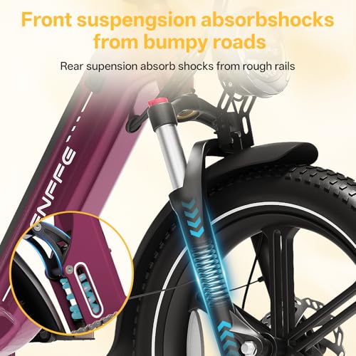 Image of Foldable Electric Bike for Adults, 7-Speed 20 inchx4 Fat Tire Ebike with Removable Battery, Up to 100 Miles Range, Full Suspension Step-Thru E Bike, UL 2849 Certified
