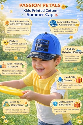 Image of PASSION PETALS Summer Dino Rockstar Baseball Cap for Kids Boys and Girls 2-4Years