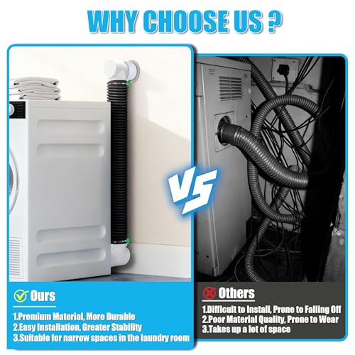 Image of Upgrade Dryer Vent Hose for Tight Space, 90 Degree Elbow Connector | Tool-free indoor dryer vent kit with silicone adapter, clamps, dryer vent, Easy 10-min install for tight laundry spaces.