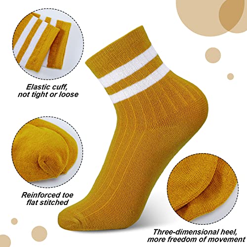 Janmercy 30 Pairs Womens Crew Socks Soft Women's Socks Cushioned Striped Athletic Socks Casual Cute Socks Vintage Socks For Women Girls Simple Striped Ten Colors Ankle Socks #TOP2