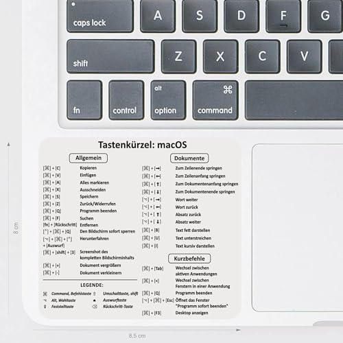 Aufkleber Tastenkürzel Mac OS | Shortcuts transparent deutsch ca. 8,5 x 8 cm Aufkleber Tastenkürzel Mac OS | Shortcuts transparent deutsch ca. 8,5 x 8 cm