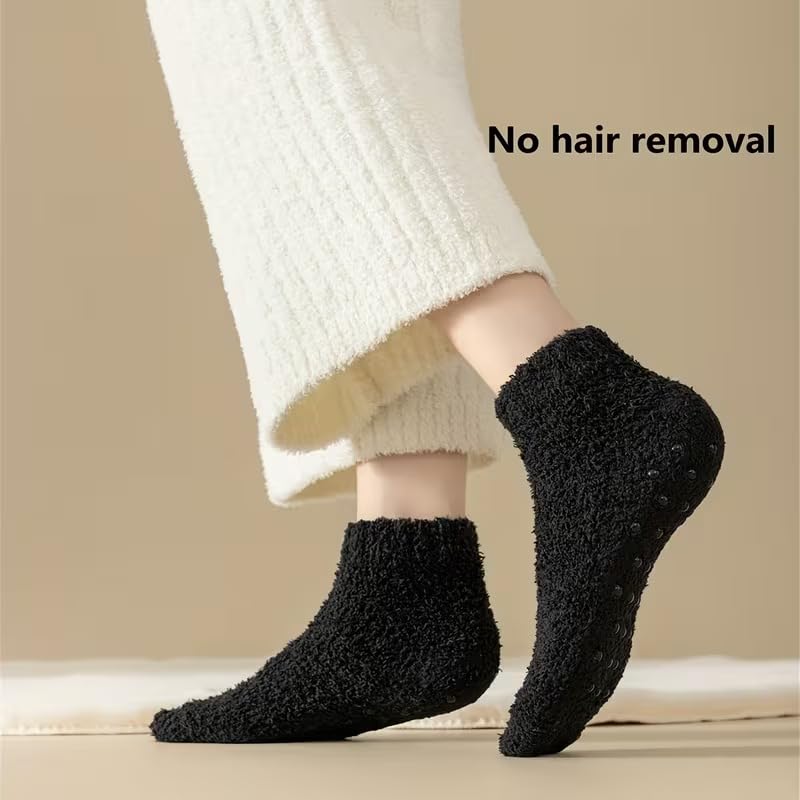 AARUX Winter Warm Fleece Slipper Socks for Women – Ultra‑Soft Fuzzy Cozy with Non‑Slip Grips, Plush Indoor Lounge Socks, Thick Thermal Home Socks for Cold Weather 1 PAIR (MULTICOLOR) - Image 2 thumbnail