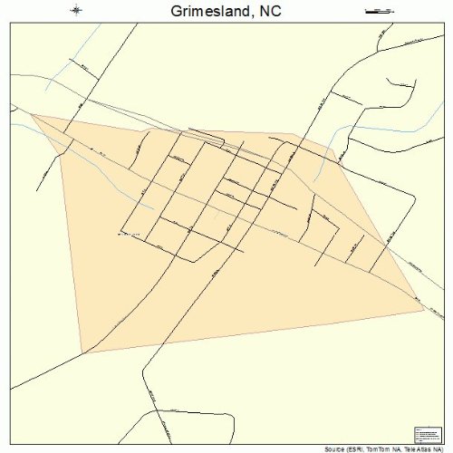 Large Street & Road Map of Grimesland, North Carolina NC Printed