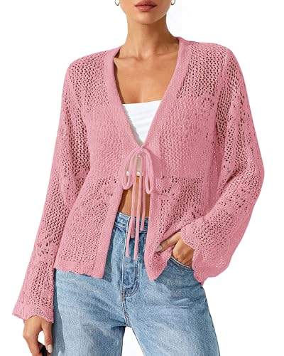 BTFBM Summer Cardigans for Women Lightweight 2026 Spring Crochet Mesh