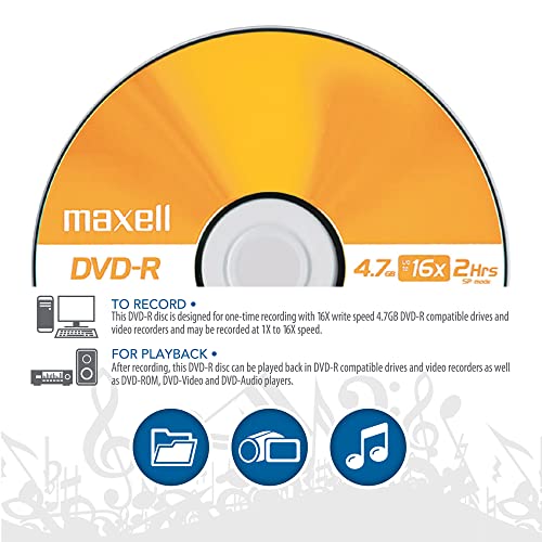Image of Maxell 638033 DVD-R Gold - Superior Archival Life for Storing Valuable Data -Write Once DVD-R 4.7 Gb Card 5 Disc Pack,Multicolor