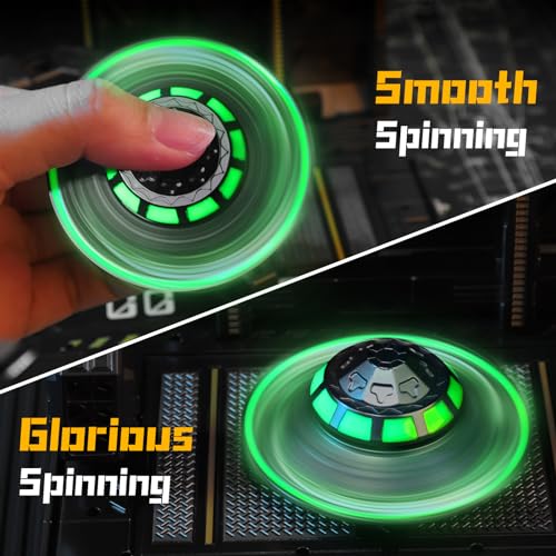 Image of UFO Fidget Spinner for Kids Adults, Metal Luminous Space Desk Toy, Cool EDC Gadgets Anxiety Stress Relief Toys, Holiday Stocking Stuffer, Birthday Party Favor Gifts for Office Spaceship Toy