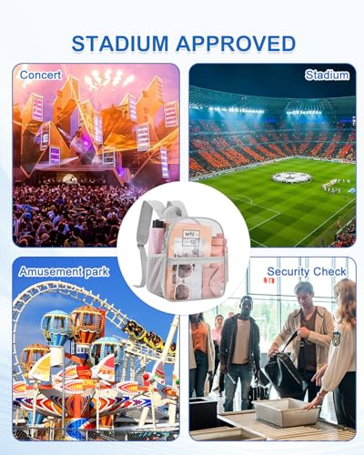 Image of Clear Backpack for Stadium Events, 12x12x6 Small Clear Plastic bag with Reinforced Straps for Game Security Festival Concert