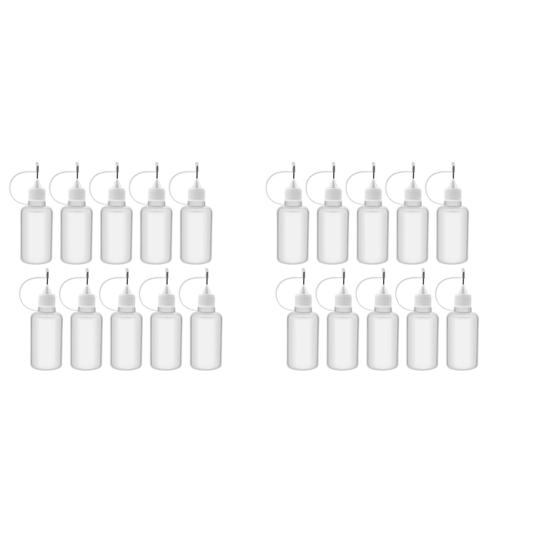 Hndhbfgrt 20Pcs 30Ml Plastic Squeezable Tip Applicator Bottle Refillable Dropper Bottles with Needle Tip Caps for Glue DIY