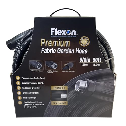 Flexon 5/8" x 50 ft Premium Fabric Lightweight, Kink-Free Garden
