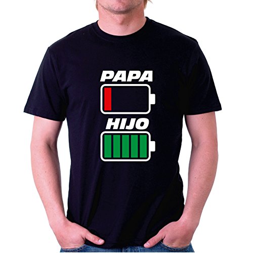 Custom Vinyl Camiseta Dia del Padre Papa Hijo (Negra, L)