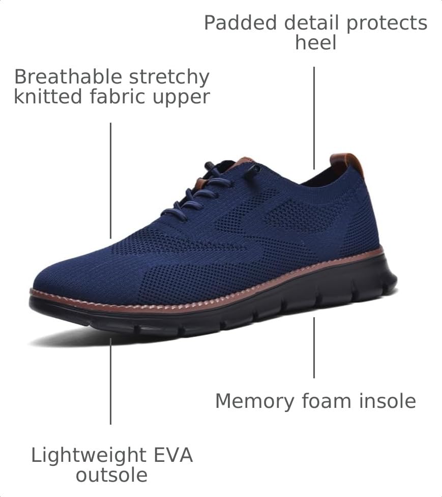 Image of Wearbreeze Men's Business Casual Oxford Sneakers - Lightweight Lace-Up Dress Shoes for Work, Travel & Daily Commute