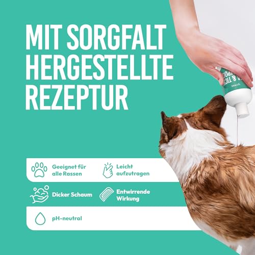 Petsly® Floh & Zeckenmittel für Hunde -500ml - Flohshampoo Hund & Zeckenschutz Hund & Katze, Flohmittel Hund mit Teebaumöl - Sensitives Hundeshampoo, Floh und Zeckenschutz für Hunde