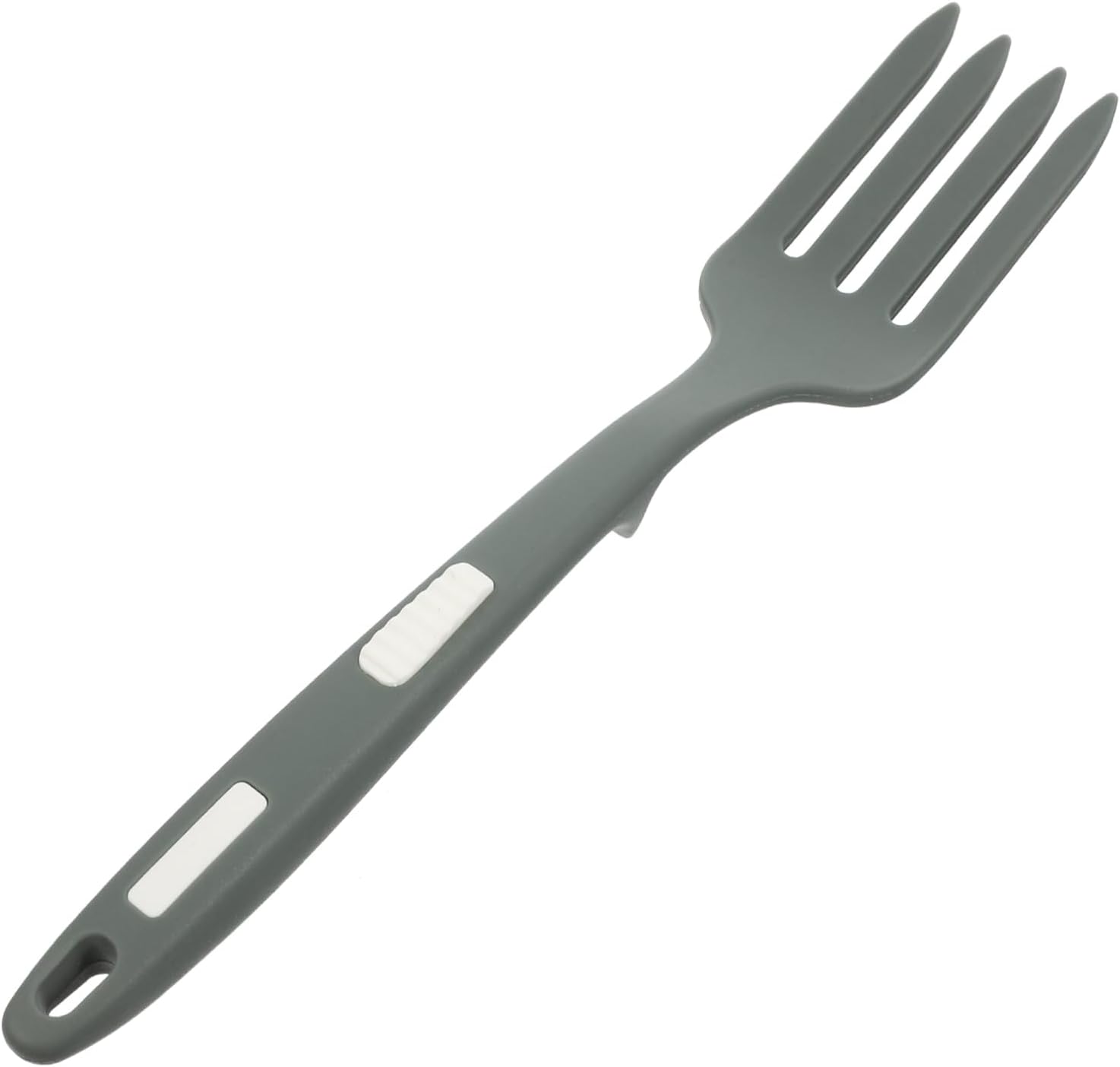 KICHOUSE Silicone Cooking Fork for Pasta and Salad Ergonomic Food Fork with Nonstick Design Heat Resistant Kitchen Utensil for Easy Mixing and Serving Gray-green Color