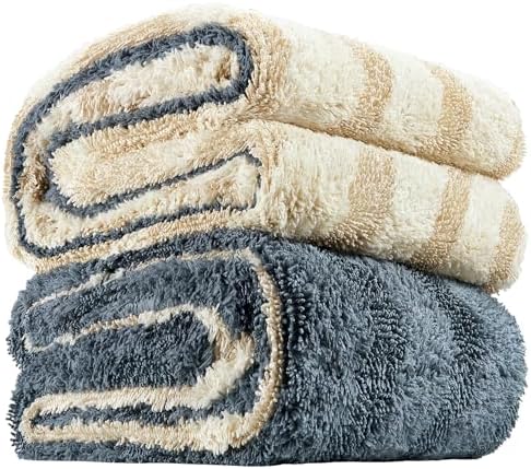 Fantasticlean Large Car Drying Towel- 26‘’ by 20'', 2 Pack-Premium Microfiber Cleaning Cloth with Twisted Loop & Coral Fleece, Ultra Absorbent, Scratch-Free for Car Detailing