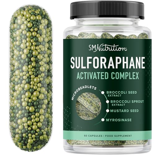 20MG Sulforaphane | from Broccoli Sprouts & Seed Extract | 565MG Microbeadlet Complex | 26MG of Glucoraphanin + Myrosinase | Complete NRF2 Activator Antioxidant & Cellular Health Supplement | 60 Ct.