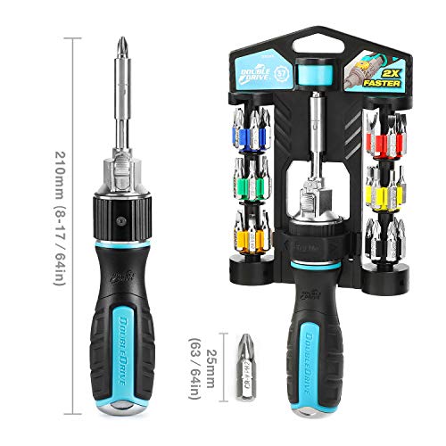 DOUBLEDRIVE Ratcheting Screwdriver Set - 2X Faster, 37-piece Repair Tool Kits for Laptop, PC, Furniture, DIY Hand Work