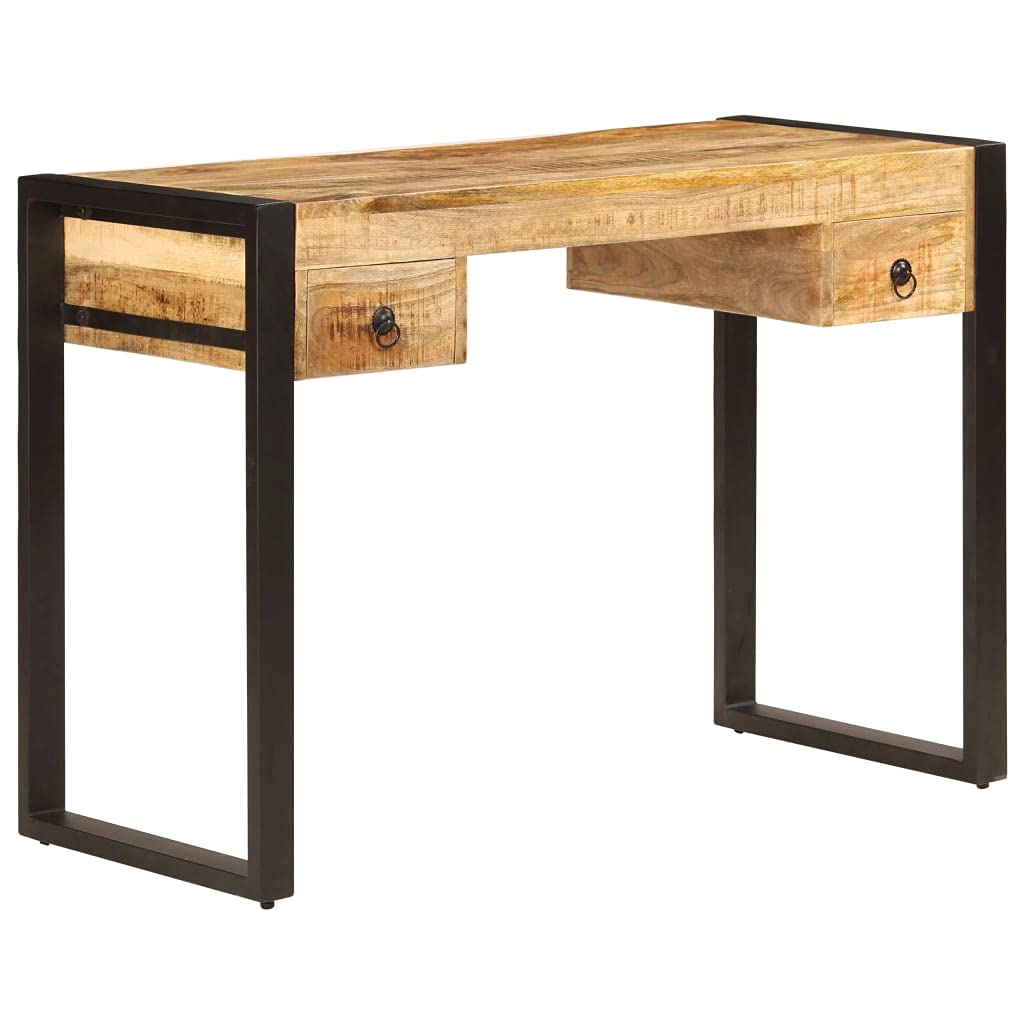 Scrivania per computer, in legno di mango, stile retrò, piccola scrivania da ufficio, per casa, ufficio, scuola, stabile, per laptop, 110 x 50 x 77 cm