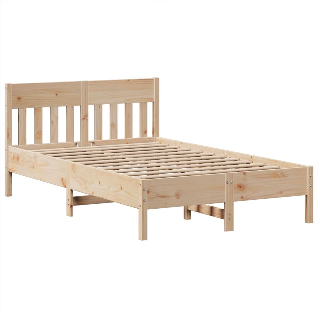 lite drewno sosnowe z 6 przegródkami i szufladami brąz 135 x 190 cm | Rama łóżka bez materaca 135x190 cm lite drewno sosnowe ze stelażem i szufladami, łóżko z pojemnikiem i zagłówkiem do