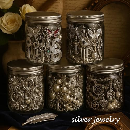 Image of SMUOBT Mystery Jewelry Jar Bundle - Surprise Vintage Jewelry Box for Women,Gift Jewelry Set (Necklace, Earrings, Rings,Kracelet,Keychain) - Unique Birthday Gift for Women