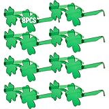 CAMIRUS 8 Pairs St. Patricks Day Shamrock Sunglasses, Four Leaf Clover Glasses Green Sunglasses for Kids Adults St. Patrick's Day Party Favors Decorations Supplies