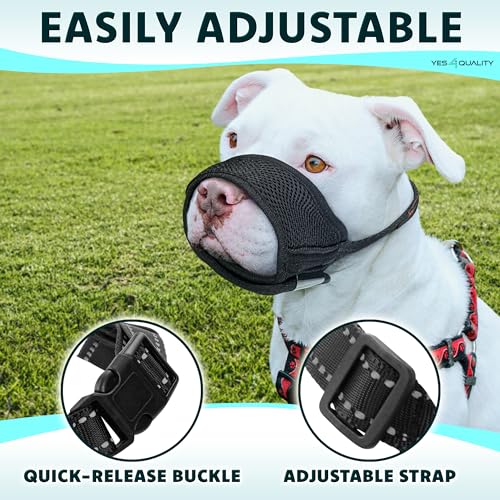Yes4Quality Dog Muzzle (Medium), Soft & Breathable Mesh Muzzle for Dogs W/Adjustable Hook & Loop Fastener - Image 4