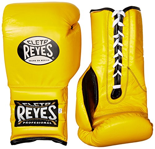 Image of Cleto Reyes Training Gloves with Laces and Attached Thumb - Yellow - 18oz