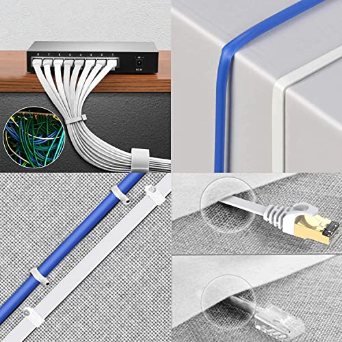 Elfcam® - 8m kabel sieciowy Ethernet RJ45, Cat 7 STP 100% miedziany, płaski kabel, 32 AWG, biały (8M)