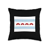 Chicago Flag with Bean Cloud gate Stars Throw Pillow
