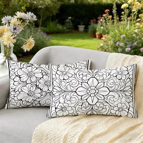 Housse coussin 40x80 imperméable en lin gris avec fermeture éclair - 2