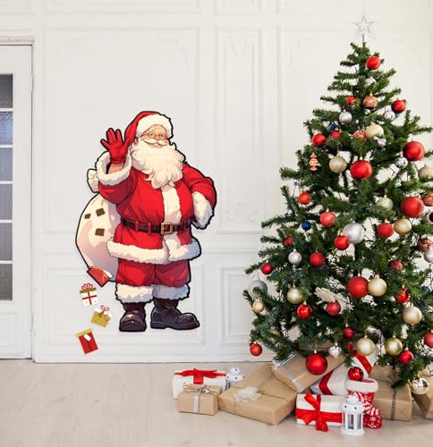 SietDESEO 50 x 32 Inch Cardboard Santa Claus Cutout Paper Santa Claus Bulletin Board Decorations Christmas Wall Decoration for Classroom Home Window Chalkboard Large Santa Claus