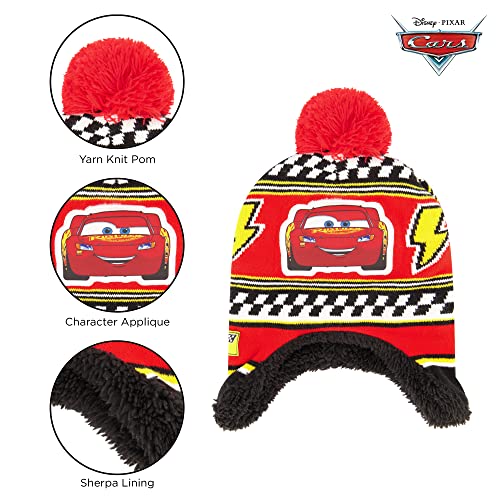Disney Boys' Winter Hat Set, Cars Lightning Mcqueen Toddler Beanie For Ages, Red/Black Design Mittens, Age 2-4 #TOP2