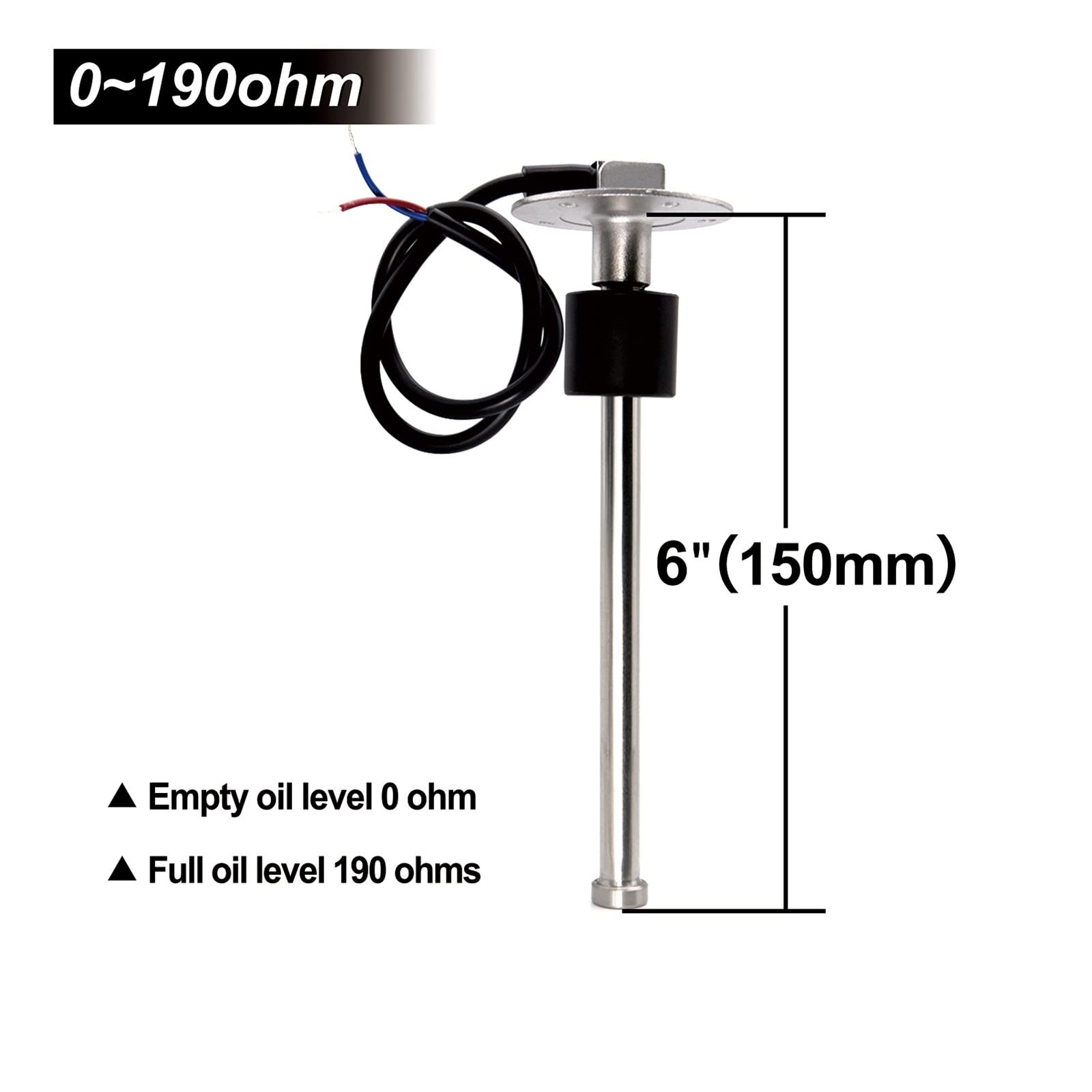 Czujnik poziomu paliwa, 2 w 1 LCD wskaźnik samochodowy poziom paliwa + miernik napięcia do czujnika poziomu paliwa łodzi morskiej 0~190 Ohm z 150 200 225 250 275 300mm(250mm Sensor)