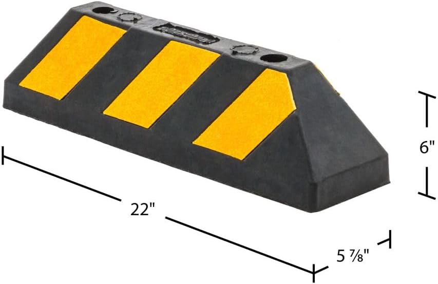 Guardian Heavy Duty Rubber Truck Wheel Parking Curb - 22" Long, 6" High Black