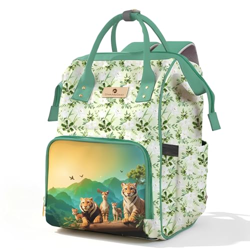 Image of StarAndDaisy Baby Bag for Mother Travel /Diaper Bag with Insulated Baby Bottle Pocket /Diaper Bag for Mothers for Travel with Multi Compartments, Waterproof Diaper Bags for Mom -Green