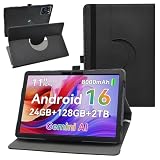 hülle für KINGRID T90,360°drehbare PU-Lederhülle für KINGRID T90/TABWEE T90/TABWEE W90/KINGRID W90/BESTTAB W90/Zenva T90/TOPWHA M901/WITFOCUS M148 11-Zoll-Tablet,Schwarz