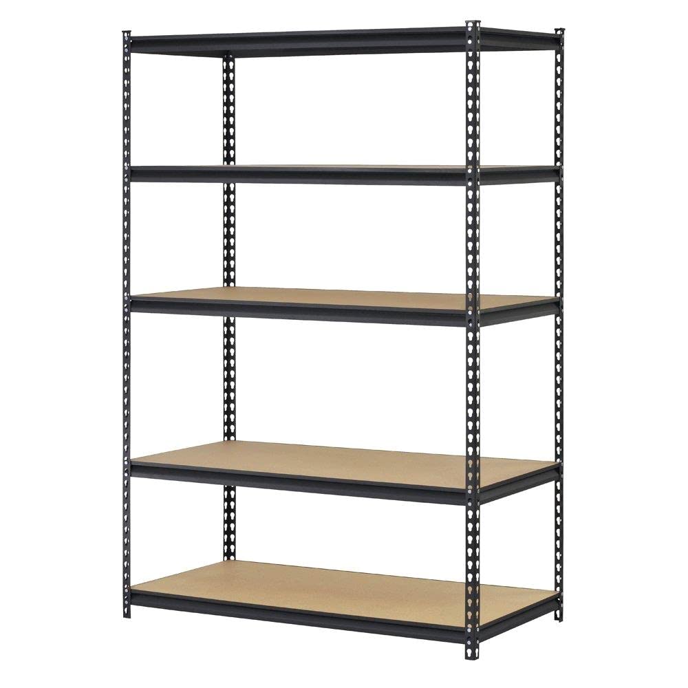 allesokyAdjustable Storage Shelving Unit - Heavy Duty Garage Storage Organizer with 5 Tiers Powder Coated Black and 180cm Height for Storage - Perfect for Any Room or Space