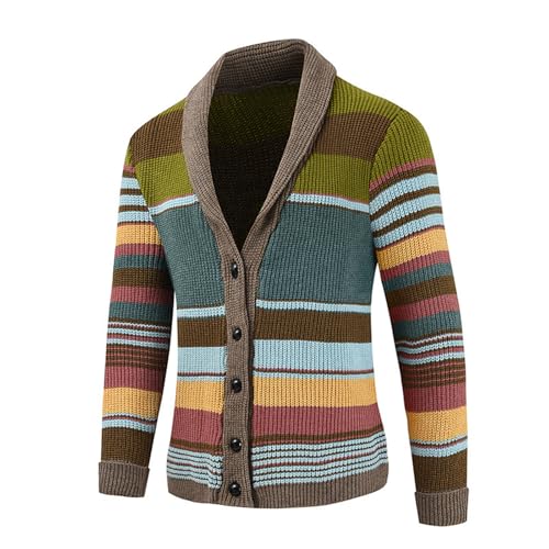 Men's Color Block Sweater Shawl Collar Cardigans, Knit Sweater Color Block Cardigan, Long Sleeve Open Front Cardigans2