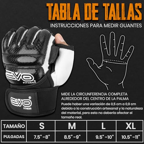 EVO Fitness Cuero Guantes MMA Muay Thai Gel Guantes De Kárate Kickboxing Grappling Sparring Training UFC Guantes Boxeo Guantillas MMA Mitts Artes Marciales Karate Guantillas Saco (Negro, M) - imagen 6