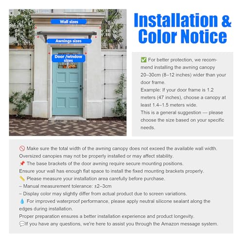 Vordach für Haustür mit Seitenteil, 200x100cm Fenstervordach mit separater Entwässerung, Polycarbonat Pultvordach Überdachung für UV-, Regen- und Schneeschutz – Ideal für Veranda