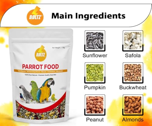 BOLTZ-Parrot-Food-for-Big-ParrotAfrican-Grey-ParrotSun-ConureMacawLovebird-and-Alexander-All-Life-Stages-Mix-Seeds-2-Kg-Pack