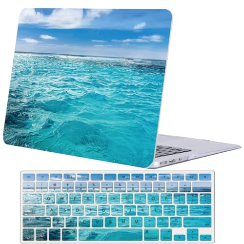 Carcasa MacBook Pro 14 pulgadas A2442 A2779 con protector de teclado azul mar