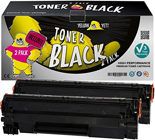 YELLOW YETI CB436A 36A (2000 páginas) 2X Tóner Compatible para HP LaserJet P1505 P1505n P1506 M1120 MFP M1120n MFP M1522n MFP M1522nf MFP Canon i SENSYS LBP 3250 [3 años de garantía]